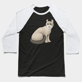 Cat - American Curl - Shorthair Tan Baseball T-Shirt